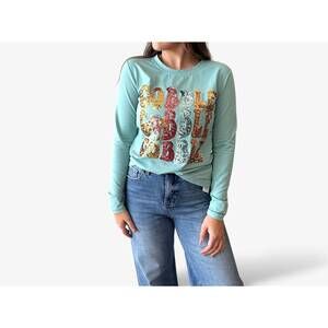 NEW HOITY TOITY gobble long sleeve tee in blue multi